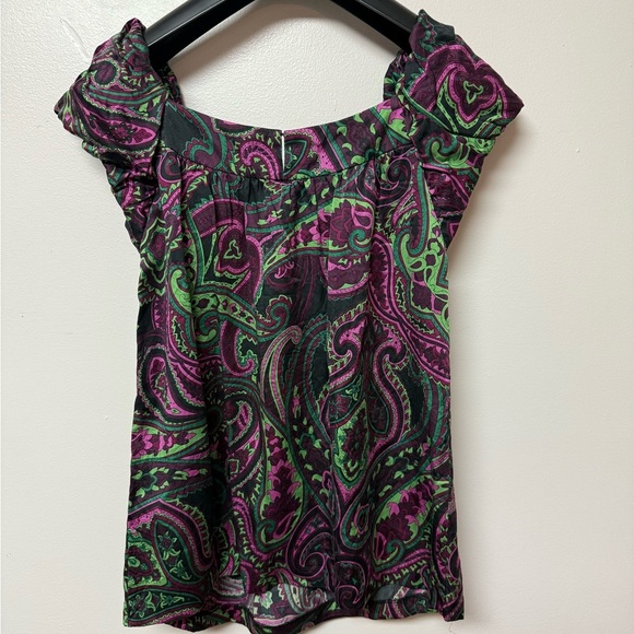 INC International Concepts Paisley Blouse - Purple and Green - Picture 4 of 5